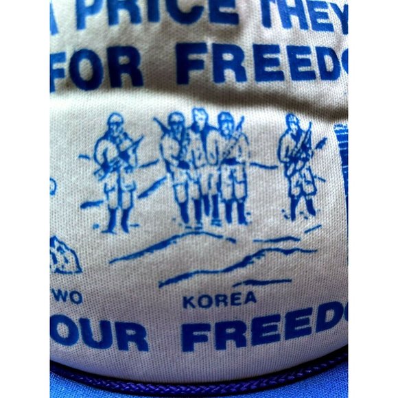 Blue White Veterans Trucker Hat Freedom War Man Woman Adjustable Mesh Snapback - Picture 4 of 12